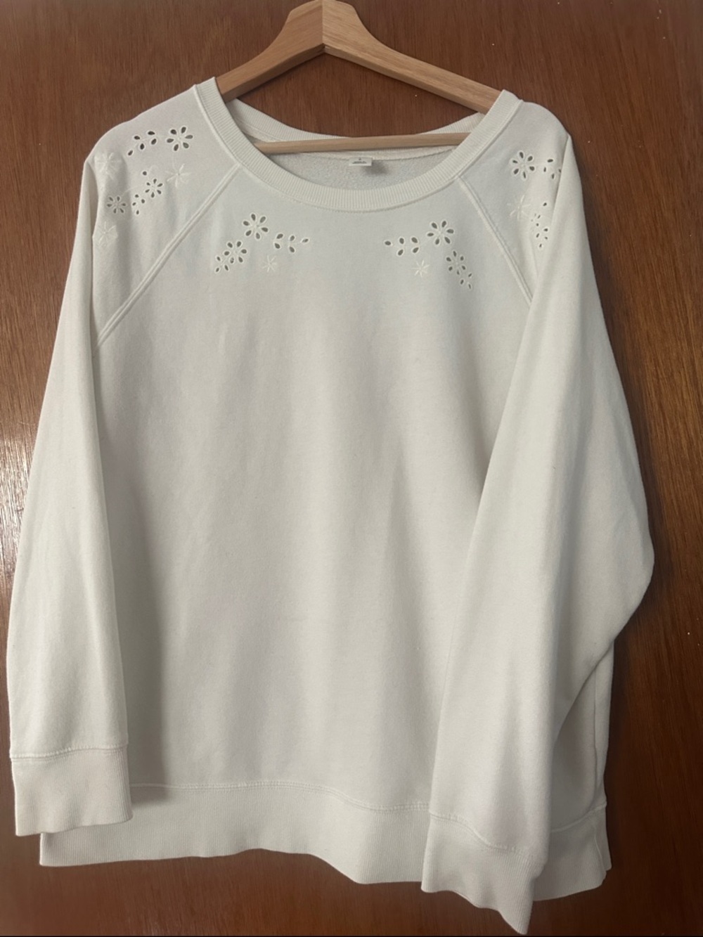 Old Navy Cream Eyelet Floral Sweatshirt
